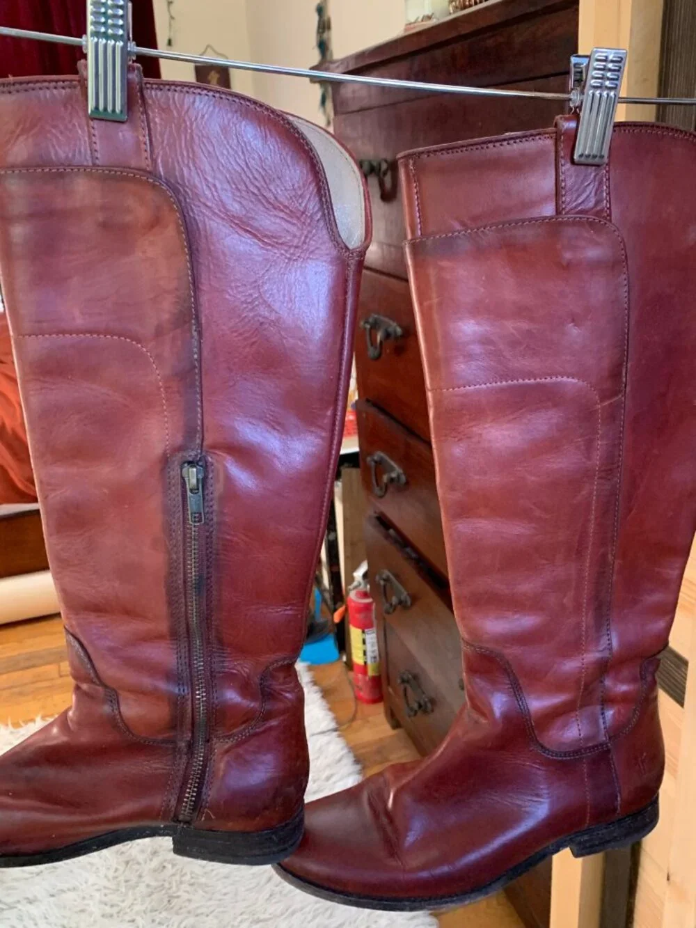 Frye Genuine Leather Knee-High Riding Boots | Burnt Red | Size 9